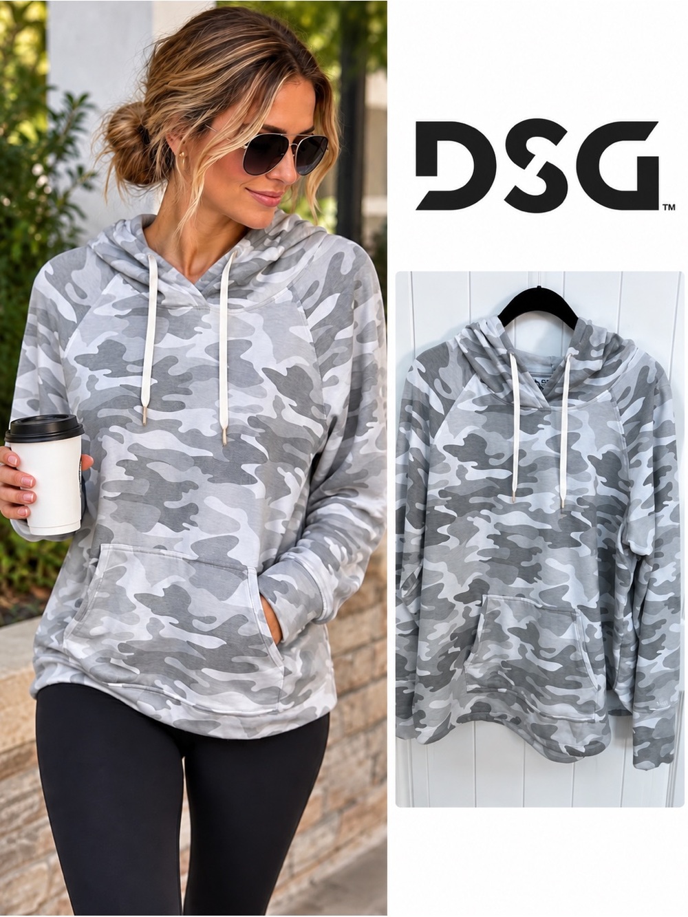 DSG Light Gray & White Camo Hoodie